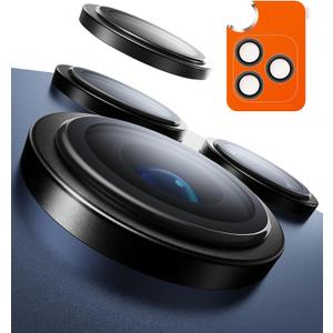 TORRAS 3-Year Ultimate Durability for iPhone 17 Pro Max/17 Pro Camera Lens Protector-1:1 Invisible Fit & Ultra Clarity, Military-Grade 9H+ Aerospace Glass Anti-Scratch Easy Installation,Black