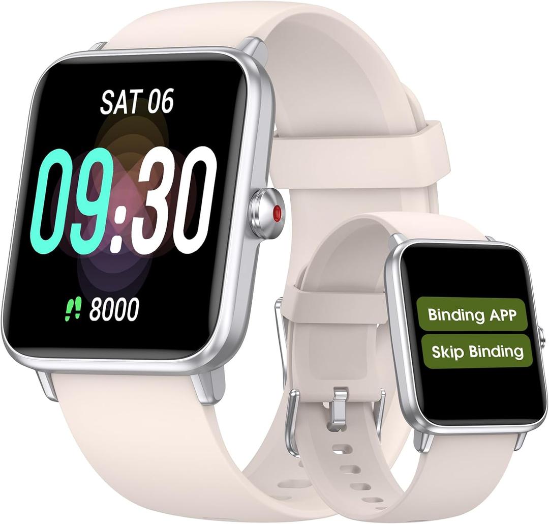 Pedometer Watch Senior Friendly No App/Phone Required, Waterproof Fitness Tracker Watch with Step Counter Calories/Sleep Tracker for Walking Running for Men Women (Almond)