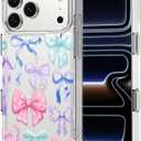 MOSNOVO for iPhone 17 Pro Max Case | Military Grade 6.6ft Drop Tested | Camera Control | Clear with Bows Design