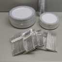 WELLIFE 350pcs Silver Party Dinnerware Set for 50 Guests, Silver Wedding Plates Disposable Heavy Duty, Including :50 Dinner Plates, 50 Dessert Plates, 50 Cups, 50 Napkins, 50 Sliver Silverware Set