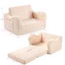 Kids Chairs for Toddler, 2-in-1 Toddler Soft Sherpa Couch Fold Out, Convertible Sofa to Lounger for Girls and Boys, Cream (Medium)