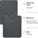 YIHOUSE Memory Foam Bathroom Rugs Set, Ultra Soft Bath Mats for Bath Floor Set of 2, Bathroom Rug with Toilet U Shaped for Bath Room, Shower, Dark Grey