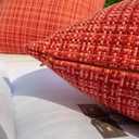 Kevin Textile Outdoor Waterproof Throw Pillow Covers 14x24 Inch Pack of 2 Woven Faux Linen Farmhouse Decorative Water Resistant Lumbar Cushion Covers for Tent Patio Garden Couch Sofa Red