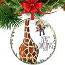 Giraffe Themed Christmas Ornament 2025 Animal Lover Gift Wildlife Holiday Decor African Safari Keepsake Unique Animal, Festive Giraffe Keepsake Gifts (C12)