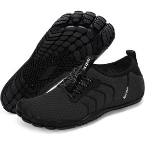 Racqua Water Shoes Quick Dry Barefoot Beach Aqua Sport Swim Surf Pool Hiking Diving Walking for Men Women (Wz111-black) Size: 14 Women/13 Men