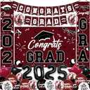 NUTTYBASH Graduation Decorations Class of 2025, Maroon Graduation Party Decorations Set Includes Congrats Grad Backdrop Banner, 2025 Foil Balloons and Latex Balloons, Graduation Party Supplies