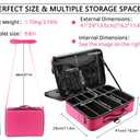 gzcz Large Capacity 16.5 inches Professional Travel Makeup Train Case Portable Artist Cosmetic Brush Organizer Storage Bag With Adjustable Dividers And Shoulder Strap for Toiletry Jewelry Rose Red