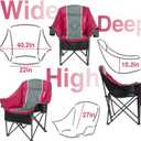 Oversized Camping Chair for Adults - Heavy Duty 400 lbs Padded Folding Chair with Wine Glass Holder, 2 Cup Holders & Side Pockets, Portable Carry Bag for RV, Tailgating, Lawn, Single Seat
