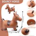 3 Pack Inflatable Bouncy Horse Hopper Jumping Horse Toys for Kids Indoor Outdoor Activity Ride, 3 Styles