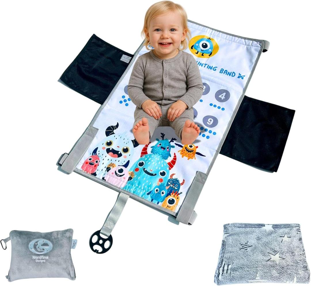 Children's Airplane Bed & Footrest 3-in-1 Kit |Baby Plane Essentials |Kids Travel Essentials |Long Flight Must Haves |Toddler Travel Bed | Best Airplane Gadgets (Ice White)