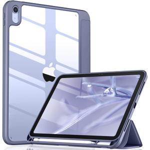 Wenlaty Compatible with iPad (A16) 11th Generation Case 11 Inch 2025, for iPad 10th Generation Case 10.9 Inch 2022 with Pencil Holder, Trifold Stand Protective Clear Back, Auto Wake/Sleep Blue Gray