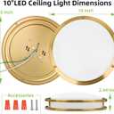 hykolity 10 inch Flush Mount LED Ceiling Light Fixture, 17W 1100lm, 2700K/3000K/3500K/4000K/5000K Adjustable Ceiling Lights, Gold Saturn Dimmable Lighting for Hallway Bathroom or Kitchen
