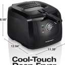 Hamilton Beach Cool Touch Electric Deep Fryer with Basket and Lid, 2 Liters / 8 Cups Oil Capacity, Adjustable Temperature, 1500 Watts for Fast Heat-up, viewing Window Easy to Clean, Black (35021)