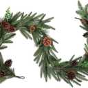 6ft Artificial Christmas Spruce Garland with Pine Cones, Lifelike Winter Greenery Needles Garland Decor for Home, Fireplace, Wall, Porch, Table, Mantle, Indoor Outdoor Decoration