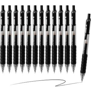 AIHAO Gel Pens 12 Pack, Black Ink, Retractable Medium Point (0.7mm), Smudge-Resistant, Smooth Writing Pens for Journaling, Note-Taking, School & Office Supplies