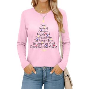 DUTUT Women's Christmas Tree Graphic Tee: Cute Xmas Lights T-Shirt, Merry Christmas Holiday Top S