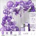 Purple Balloon Arch Garland Kits with 3D Butterflies,111pcs Purple and White Lavender Balloons Metallic Confetti Sequins Latex Balloons for Graduation,Baby Shower,Wedding,Birthday Party