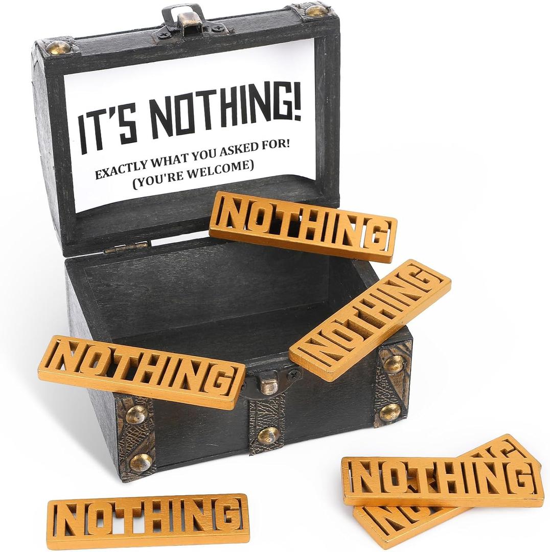 The Gift of Nothing - White Elephant Gifts for Men Who Want Nothing, Pirate Chest with 10 Golden Nothing, Funny Holiday Birthday Christmas Gag Gifts for Women Men