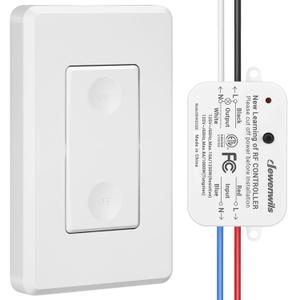 DEWENWILS Wireless Remote Light Switch, Expandable Wireless Wall Switch Kit, No Wiring, No WiFi, 100 Ft RF Range, Programmable, Remote Control for Lamps, Ceiling Lights, Fans