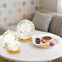 2 Pack Cup and Saucer Display Stand, Gold Teacup Saucer and Spoon Holder with Base, Decorative Plate Storage Rack, Desktop Coffee Mug Organizer for Plates, Bowls, Tablet, Art