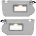 Left & Right Sun Visor with Light for 2013-2018 Nissan Pathfinder 2014-2017 Infiniti QX60, 2013 JX35, Driver & Passenger Side Gray Sunvisor Replacement 96401-9PB0A, 96400-9PB0A (Grey)