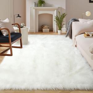 Latepis White Faux Fur Rug 8x10, Faux Fur Sheepskin Rug for Living Room, Fluffy Washable Fuzzy Rugs Carpet for Bedroom, Luxury Room Decor, Rectangle Latepis White Faux Fur Rug 8x10, Faux Fur Sheepskin Rug for Living Room, Fluffy Washable Fuzzy Rugs Carpet for Bedroom, Luxury Room Decor, Rectangle
