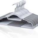 Heavy Duty Hangers 30 Pack, Plastic Clothes Hangers Non-Slip, 0.2'' Slim, 360 Swivel Hook, 16.5 Inches Wide, Thin Space Saving Hangers for Suit, Shirt & Pants, Light and Dark Gray