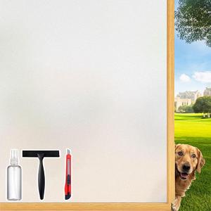Frosted Glass Window Film Decorative with Reference Cutting Line, Bathroom Window Privacy Film for Glass Windows Cover, Static Cling, Removable, Reusable, Anti-UV, Anti-Glare, 29.5" x 78.7"
