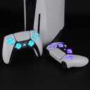 eXtremeRate Multi-Colors Luminated D-pad Thumbstick Share Option Home Face Buttons for PS5 Controller BDM-030 040 050, Clear Buttons 7 Colors 9 Modes DTF LED Kit for PS5 Controller - NO Controller (Transparent)