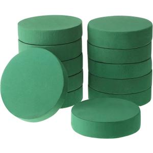 Maitys 12 Pieces Round Floral Foam Wet Green Flower Foam DIY Flower Arrangement Kit for Aisle Wedding Party Decoration(6.5 x 6.5 x 1.57 Inches)