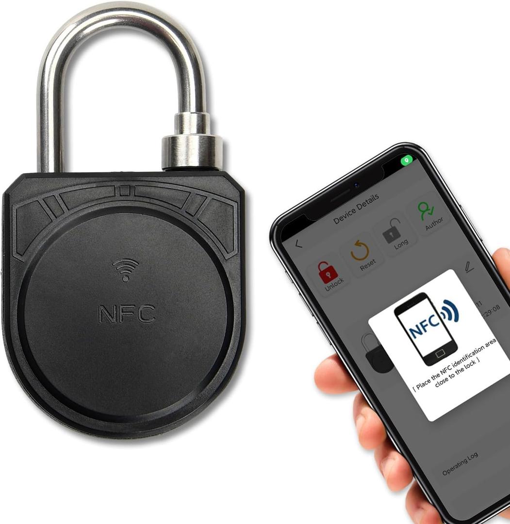 Battery-Free NFC Padlock, Smart Keyless Mobile App Unlocking Padlock, Waterproof Anti-Theft Security Lock, Fit for Storage Cabinet and Chain in Home, Office, School Dormitory, Outdoor (1)