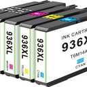 936XL Ink Cartridge (4-Pack) Replacement for HP 936e 936 XL Combo Pack Black Color for HP936 OfficeJet 9125e 9135e 9120e 9122e 9128e 9110 9120 9110b 9120b 9130b 9130e 9730e Printer Cyan Magenta Yellow