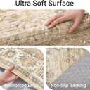 Befbee 9x12 Area Rug,Ultra-Thin Washable Rugs for Living Room,Non-Slip Lightweight Foldable Area Rug,Stain Resistant Vintage Large Rugs (Apricot/Blue, 9'x12')