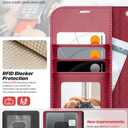 OCASE for iPhone 17 Pro Detachable Wallet Case with Card Holder, 2 in 1 PU Leather Flip Folio with RFID Blocking Stand Wrist Strap Shockproof Phone Cover 6.3 Inch 2025, Red