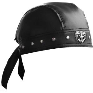 Cycling Bandana Doo Rags Adjustable Skull Cap Motorcycle Biker Leather Cap Black