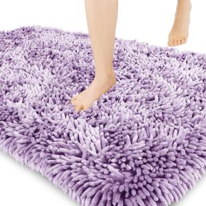Yimobra Chenille Bathroom Rugs Non Slip, Extra Thick Soft Absorbent Bath Rug 31.5x20 Inch, Machine Washable Quick Dry Bath Mat for Bathroom Floor, Tub and Shower, Home Decor Accessories, Lilac