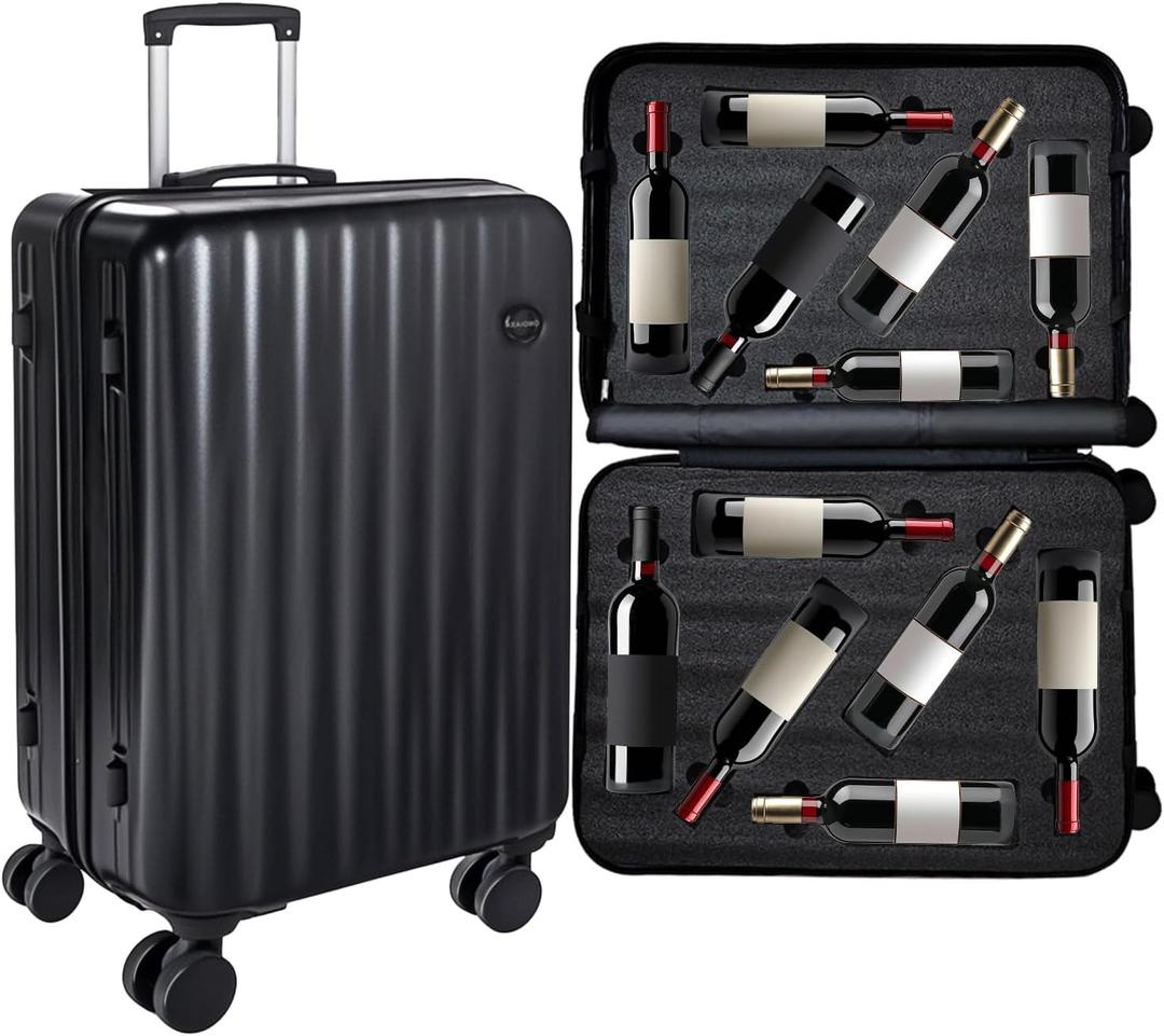 2025 Upgraded Wine Suitcase for Airplanes 12 Bottle, Thickened Wine Luggage for Airplane Travel with TSA Approved Lock and 360 Rotating Wheels, Wines Travel Suitcase with Removable Insert, 18 x 10 x 27 in