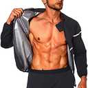 Sauna Suit for Men Sweat - Long Sleeve Shirt Jacket Workout Body Shaper Zipper Top Slimming Fitness Trainer Gym Size L