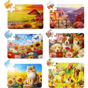 6 Packs 20 Piece Large piece Puzzles for Seniors Puzzle for Seniors Puzzle Dementia Alzheimer's Products Activitiesfor Elderly Seniors Easy with 6 Storage BagsAnimal