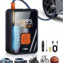 Portable Air Pump for Car Tires, 150 PSI Tire Inflator Cordless with LED Light, Rechargeable Auto Shut-off Air Compressor 2X Fast Inflation Tire Pumps for Car Bike Motorcycle Ball