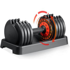 Skok 55 lbs Adjustable Single Dumbbell, Adjustable Weights Dumbbells Set for Men and Women with Anti-Slip Fast Adjust Weight by Turning Handle,Black Dumbbell with Tray, 1 ct
