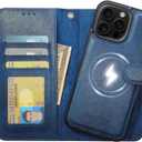 Case Wallet for iPhone 16 Pro Max Wallet Case, Detachable Leather Cover with Card Holder, Strong Magnetic Compatible with MagSafe Wireless Charging, Kickstand Shockproof Cover 6.9 inch, Blue