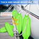 VEITHI Large Boat Fenders 4Pack 8.5 x 27,Ribbed Twin Eyes Vinyl Boat Bumpers Fenders,Boat Bumpers for Docking Come with Ropes Needles and Pump to Inflate,Pontoon Boat Fenders for Docking Neon Green 
