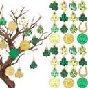 Weysat 98 Pcs St. Patrick's Day Decorations for Tree Shamrock Ornaments Gold Coins Horseshoe Good Luck Clover for Spring Irish St Patrick's Day Table Party Hanging Decor, 15 Style