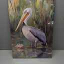 CCWORKERRY Pelican Picture Bathroom Wall Art Bathroom Coastal Pelican Canvas Prints Ocean Bird Painting Nautical Theme Lake House Decor Framed(Green,16" x 24")