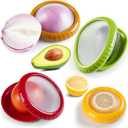 Avocado Saver and Onion Storage Set,4 Pcs Silicone Fruit Vegetable Anti-oxidation Box,Reusable Fridge Fresh Pod Food Storage,Perfect Lemons Tomato Garlic Containers