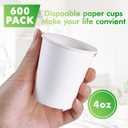 TV TOPVALUE 600 Count 4 oz Paper Cups, Disposable Bathroom Mouthwash White Espresso Cups for Home, School and Office