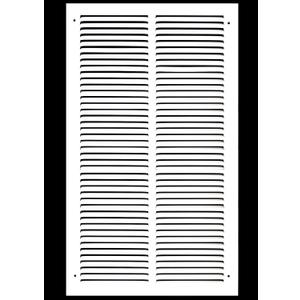 HVAC Premium 10'' x 18'' [Duct Opening] Flat Stamped Steel Return Air Grille - Sidewall and Ceiling - HVAC Vent Duct Cover - White [Outer Dimensions: 11.75''w X 19.75''h]