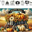 71x43 Inchs Happy Fall Banner Autumn Sunflower Pumpkin Backdrop Outdoor Indoor Decorations Fall Thanksgiving Truck Banner Baby Shower Background Photo Booth Props Party Supplies