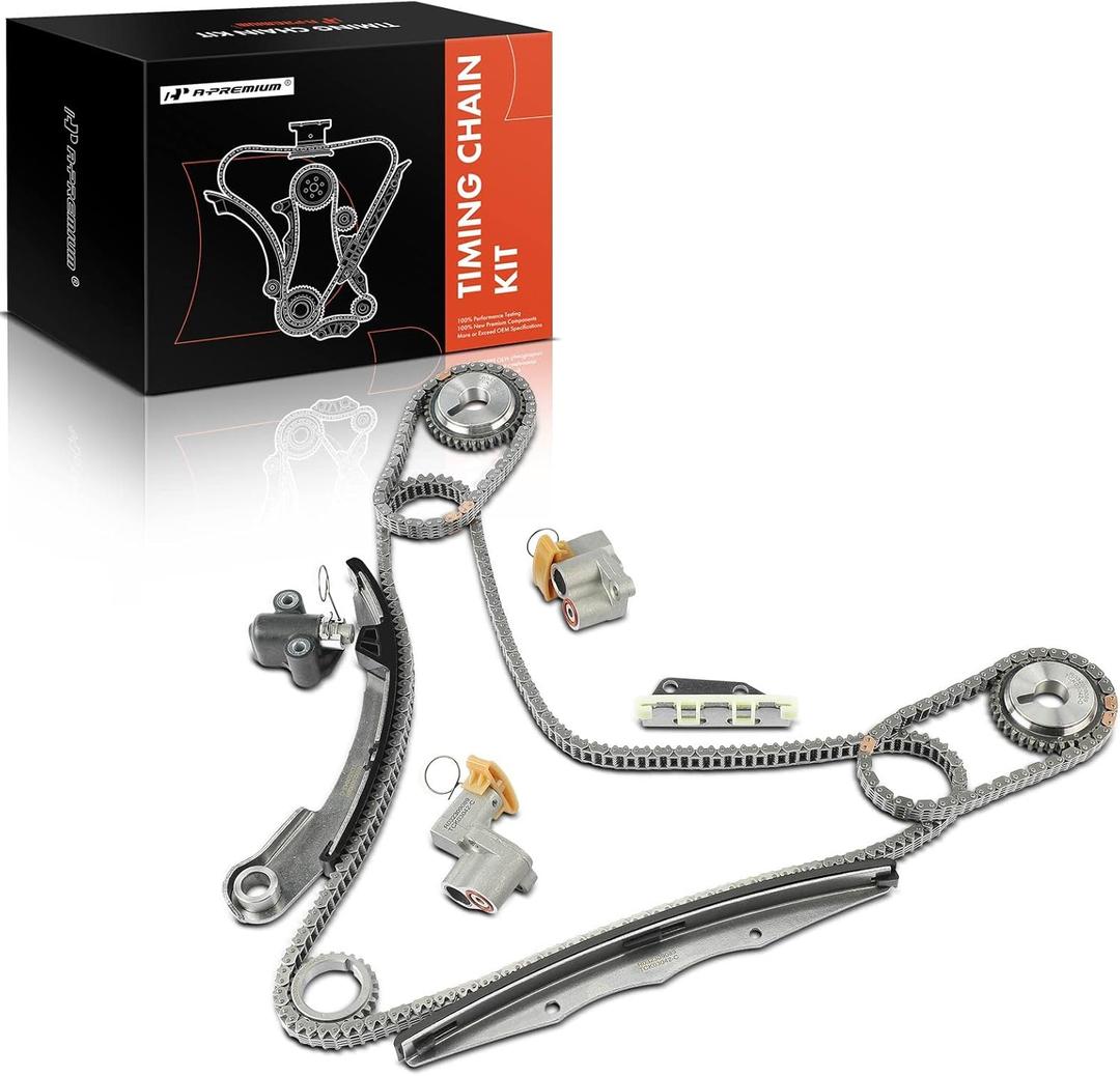 A-Premium 12PCS Engine Timing Chain Kit W/Tensioner & More [fits DOHC, 6Cyl 4.0L] Compatible with Nissan Frontier 05-15, NV1500 NV2500 NV3500 12-15, Pathfinder Xterra 05-12 & Suzuki Equator 2009-2012